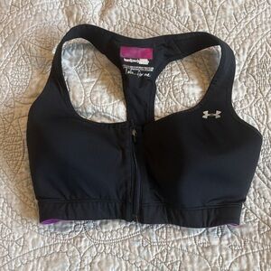 Under Armour Black and Purple Zip Sports Bra